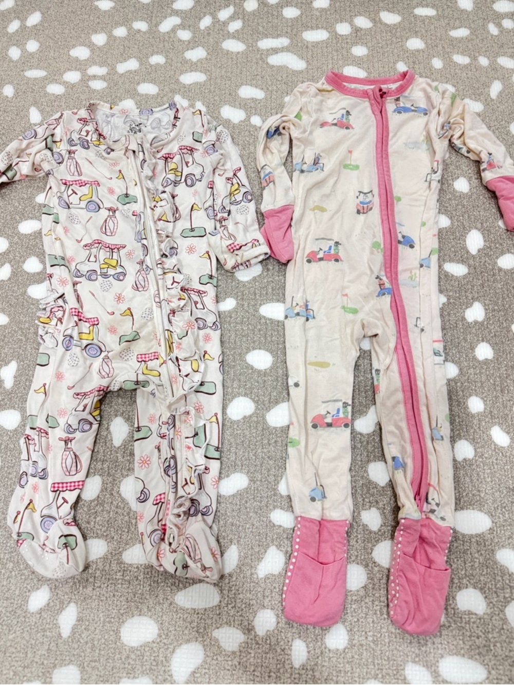 Bundle bamboo footies baby girl golf print masters caddy cart country club cutie